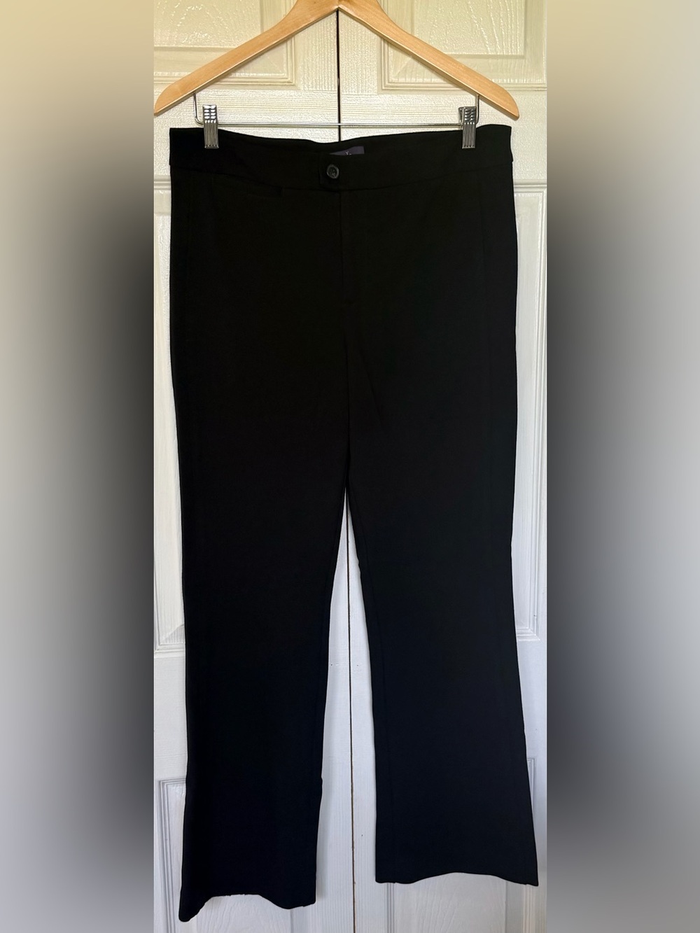 NYDJ Black Pull On Trouser Pants Womens 12P Petite Wide Leg Career Stretch